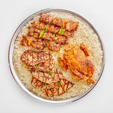 Stuffed chicken, half shish and half fillet