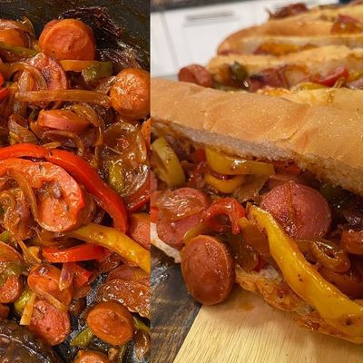 Hotdog spicy and fries