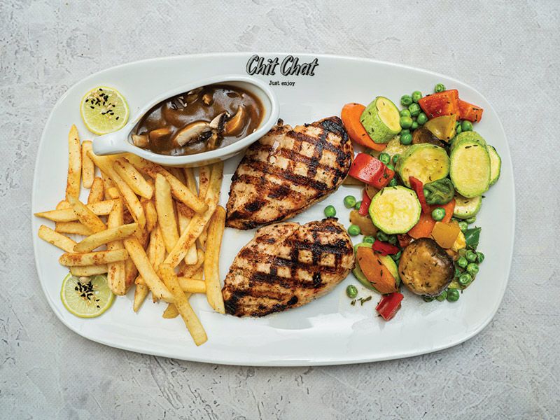 Grilled Chicken With Mushroom Sauce Platter