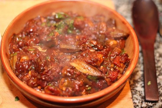 Okra With Mutton Meat Casserole