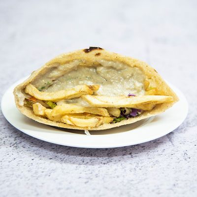 French Fries With Baba Ghannoug Sandwich