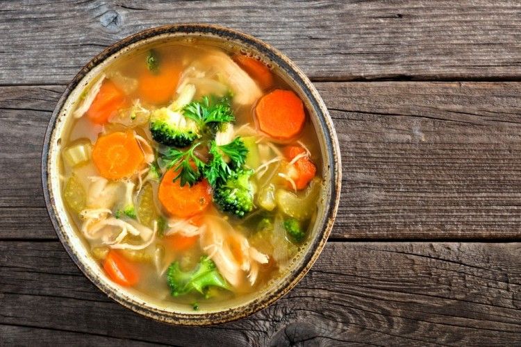 Vegetable Soup With Chicken Platter