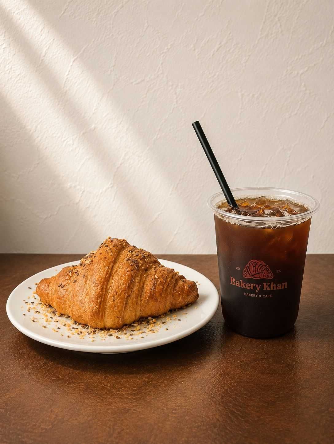 American Coffee And Whole grain croissant