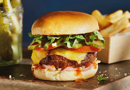Beef Burger With Cheddar Sandwich