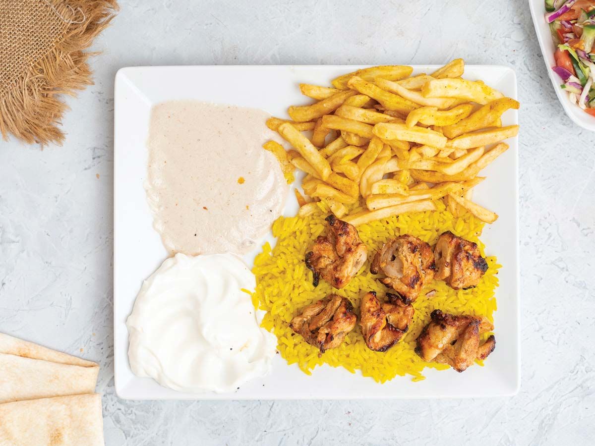 Large Charcoal Grilled Shish Tawook Meal