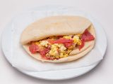 Egg with pastrami sandwich