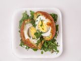 Falafel with boiled eggs sandwich
