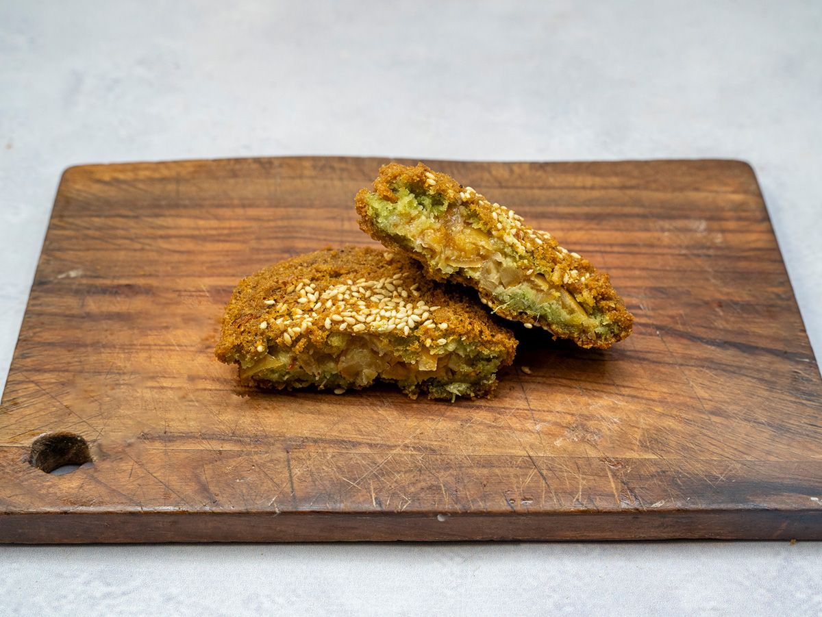 Taamia Patty Stuffed With Pickled Lemons With Safflower