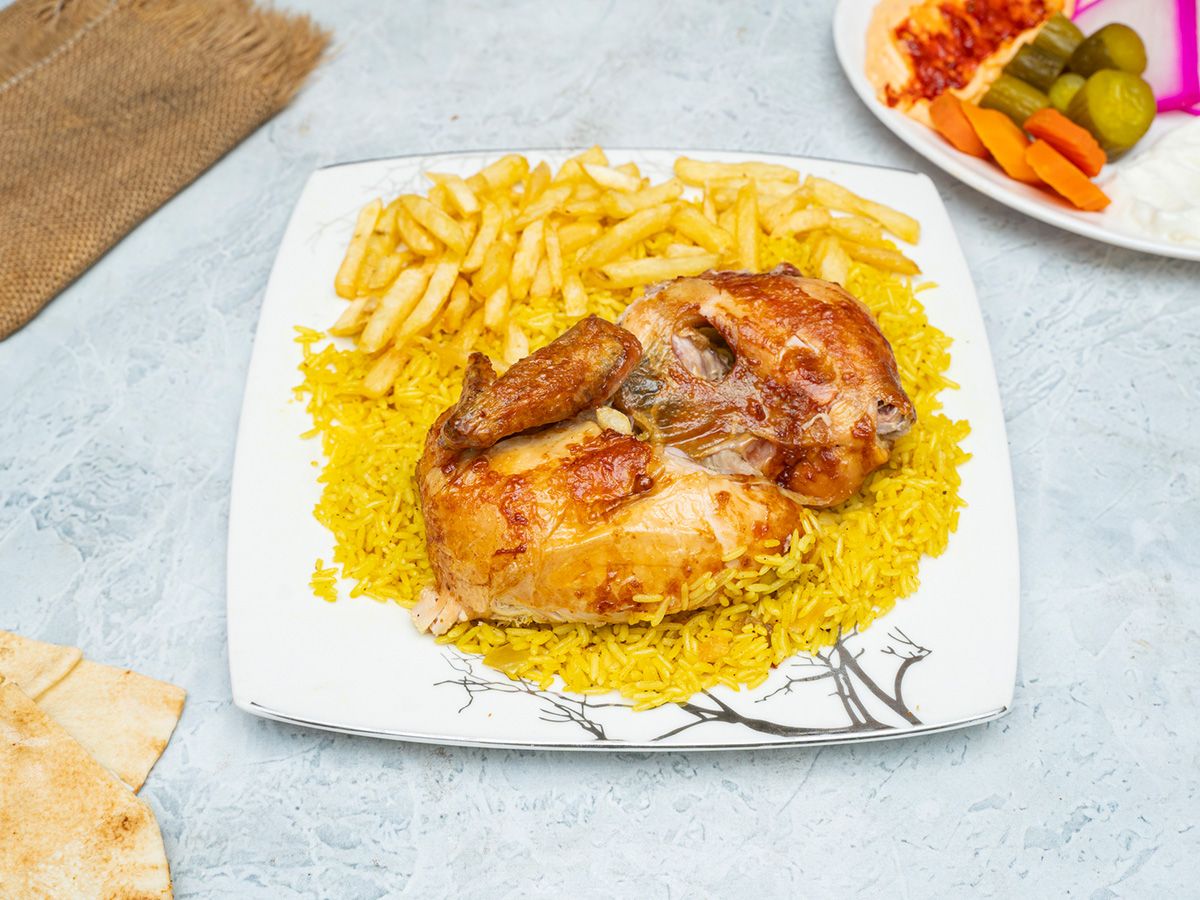 Half grilled chicken meal