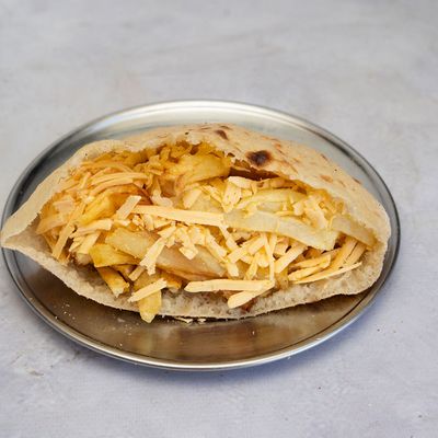 Potato on roumi cheese sandwich
