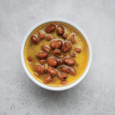 Can of fava beans with hot oil