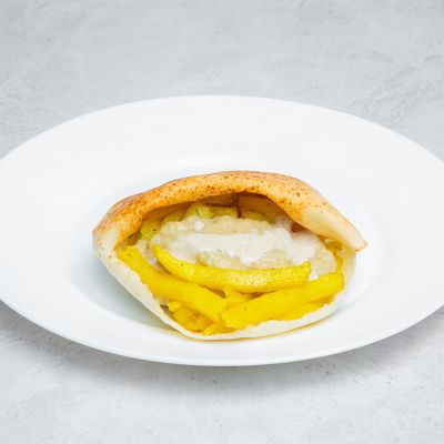 Potato sandwich with baba ghannoug