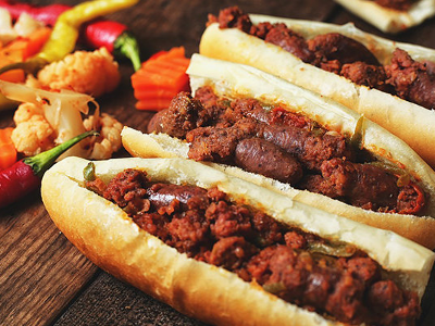 Alexandrian Sausage With Cheddar Cheese Sandwich