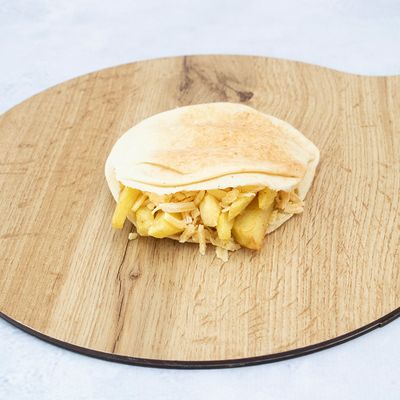 French Fries with Feta Cheese Sandwich