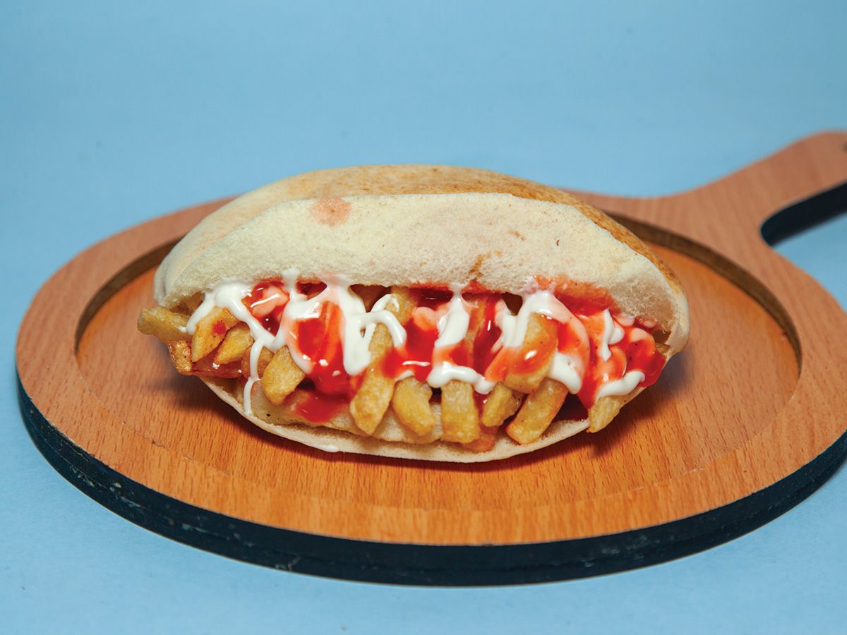 Potato With Ketchup And Mayonnaise Sandwich