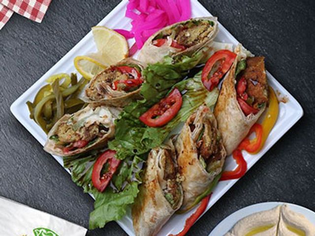 Sliced Arabian Falafel Sandwich