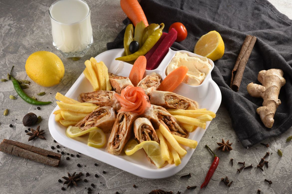 Arabic chicken shawarma meal