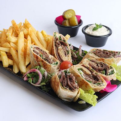 Arabic meat shawarma meal