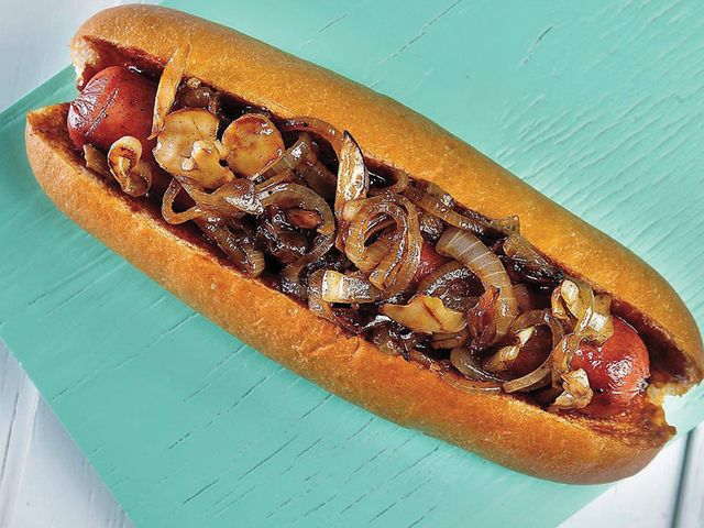 BBQ and Mushroom Hot Dog Sandwich