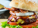 burger with BBQ sauce sandwich