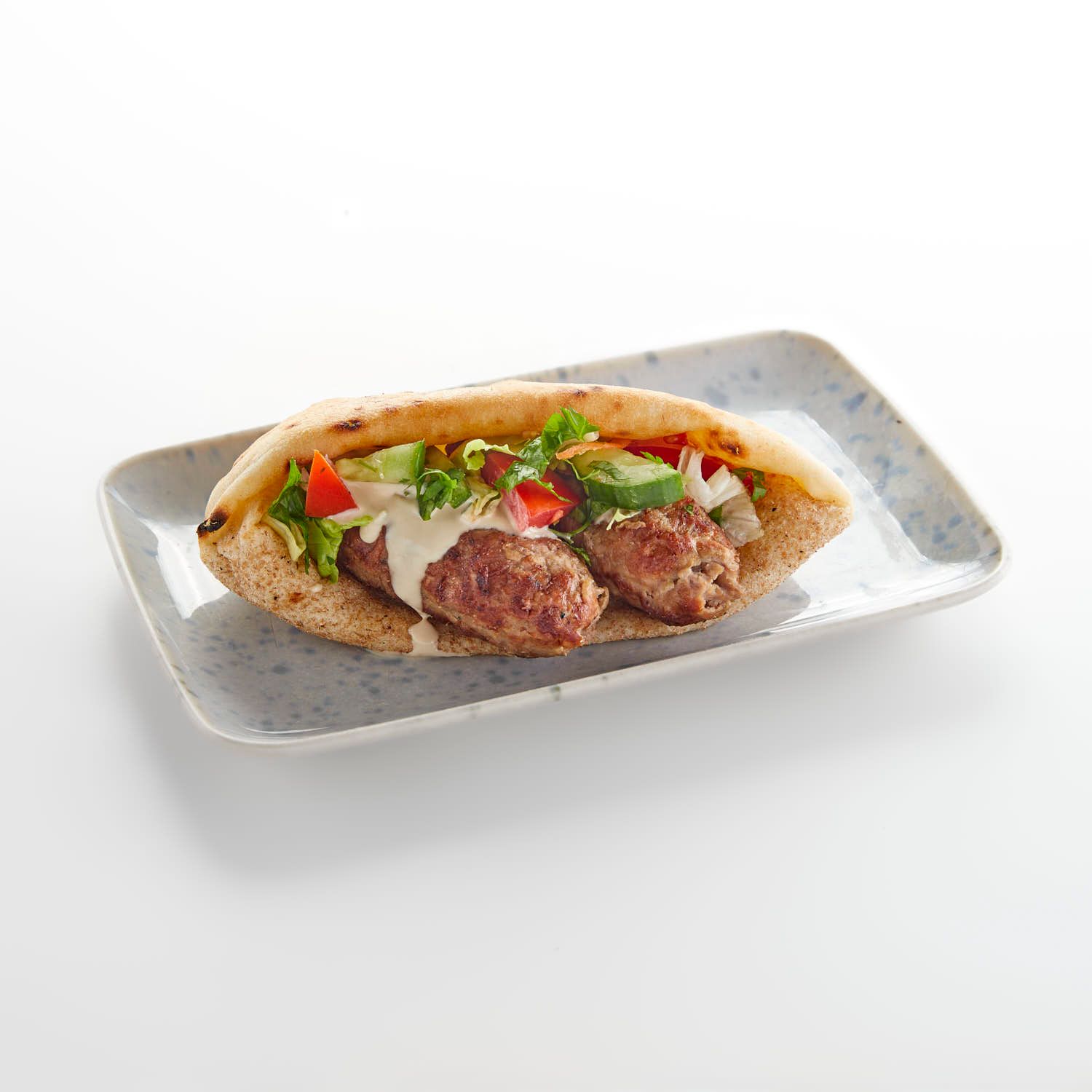 Charcoal Grilled Kofta In Baladi Bread Sandwich