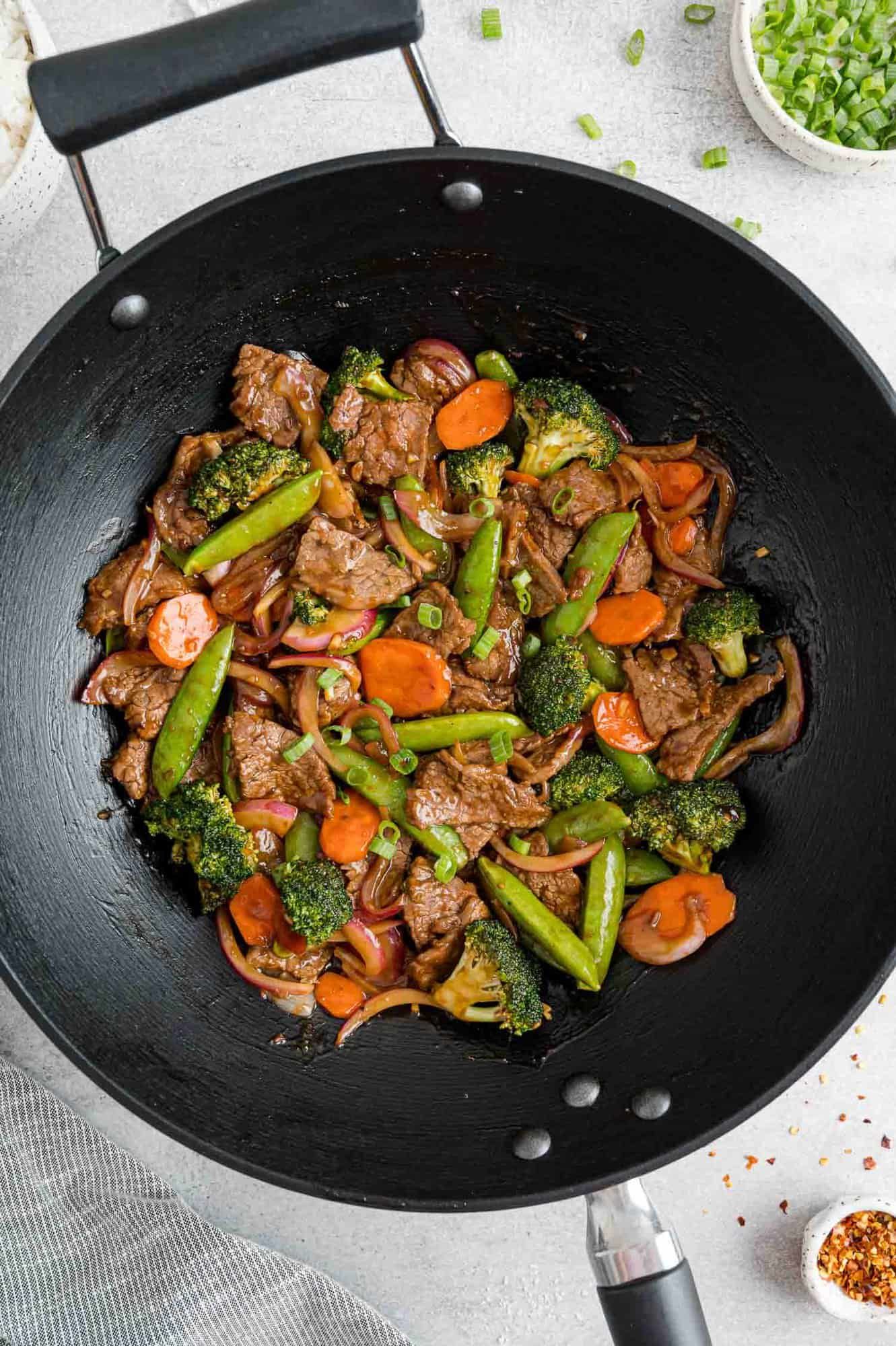 Meat with vegetables and mushrooms