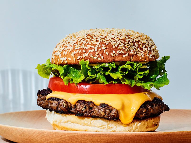 Beef Burger With Cheese Sandwich