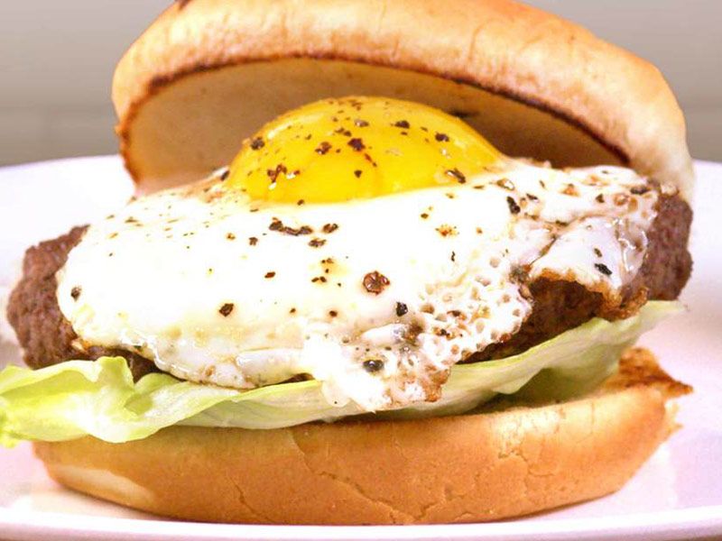 Beef Burger With Eggs Sandwich