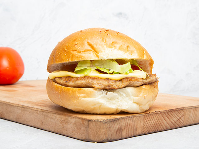 Beef Burger With Eggs And Cheese Sandwich