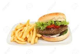 Beef Burger With French Fries Sandwich