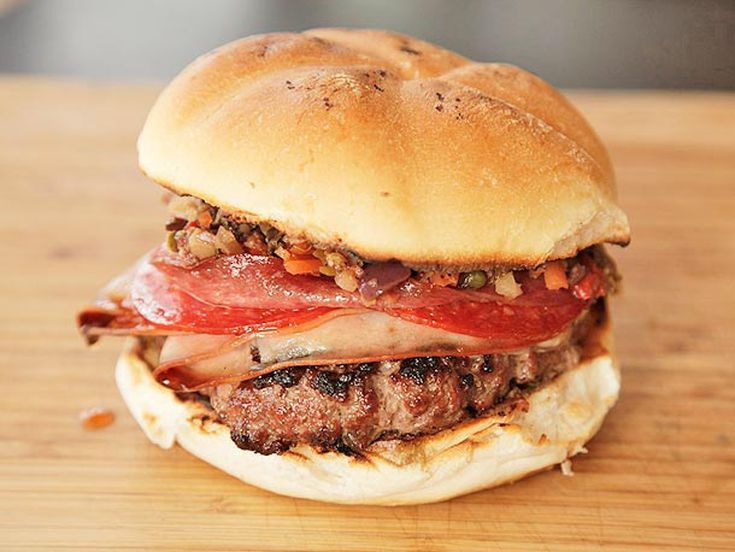 Beef Burger With Salami Sandwich