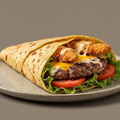 Meat Burger on Strips Crepe