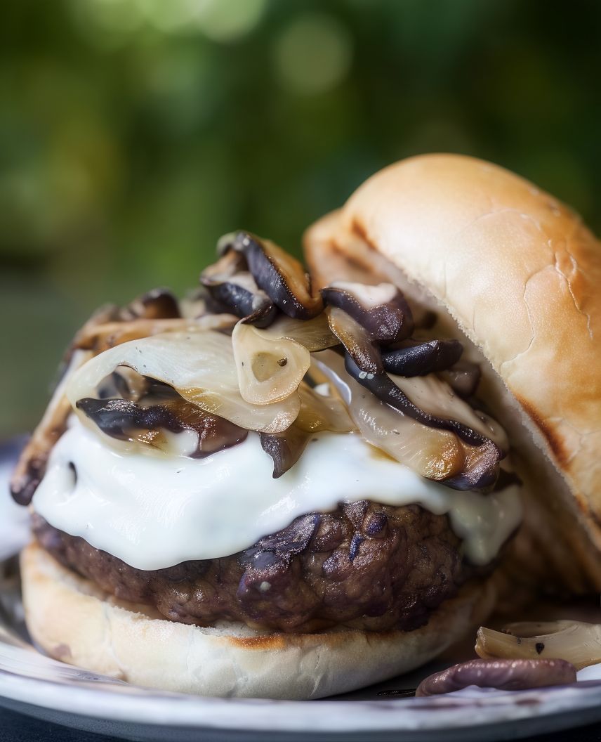 Beef Burger with Mushroom Sandwich