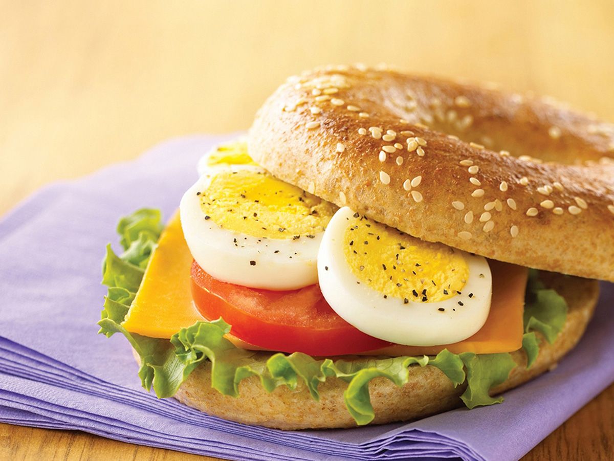 Boiled eggs with fingers sandwich