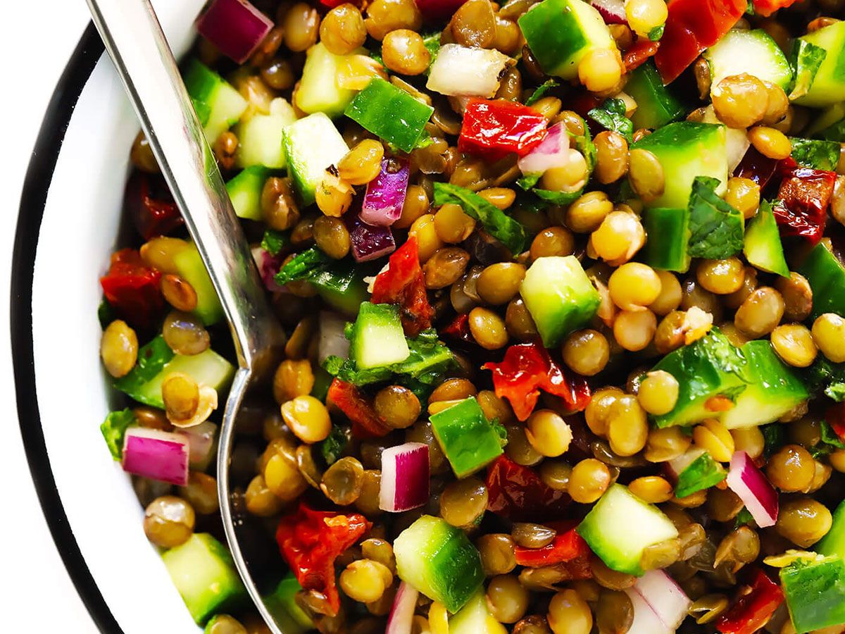 Brown lentils salad