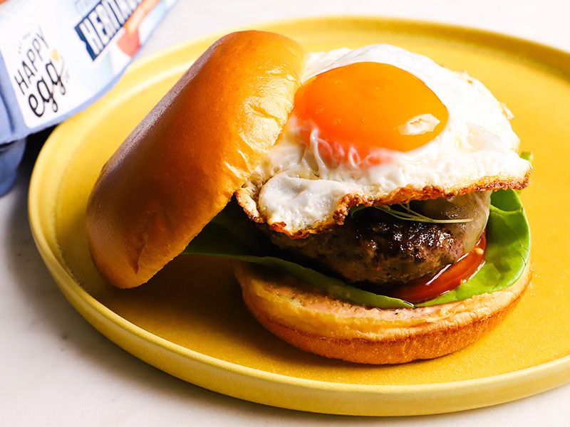 Beef Burger With Eggs Sandwich