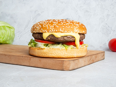 Beef Burger With Cheese Sandwich