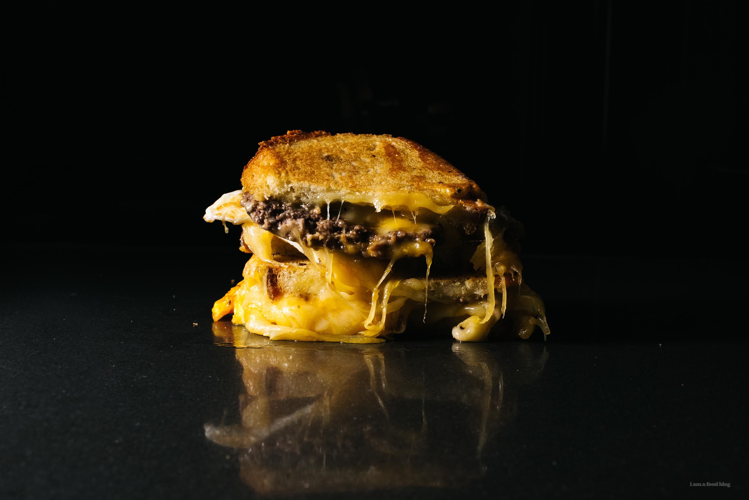 Beef Burger With Eggs And Cheese Sandwich