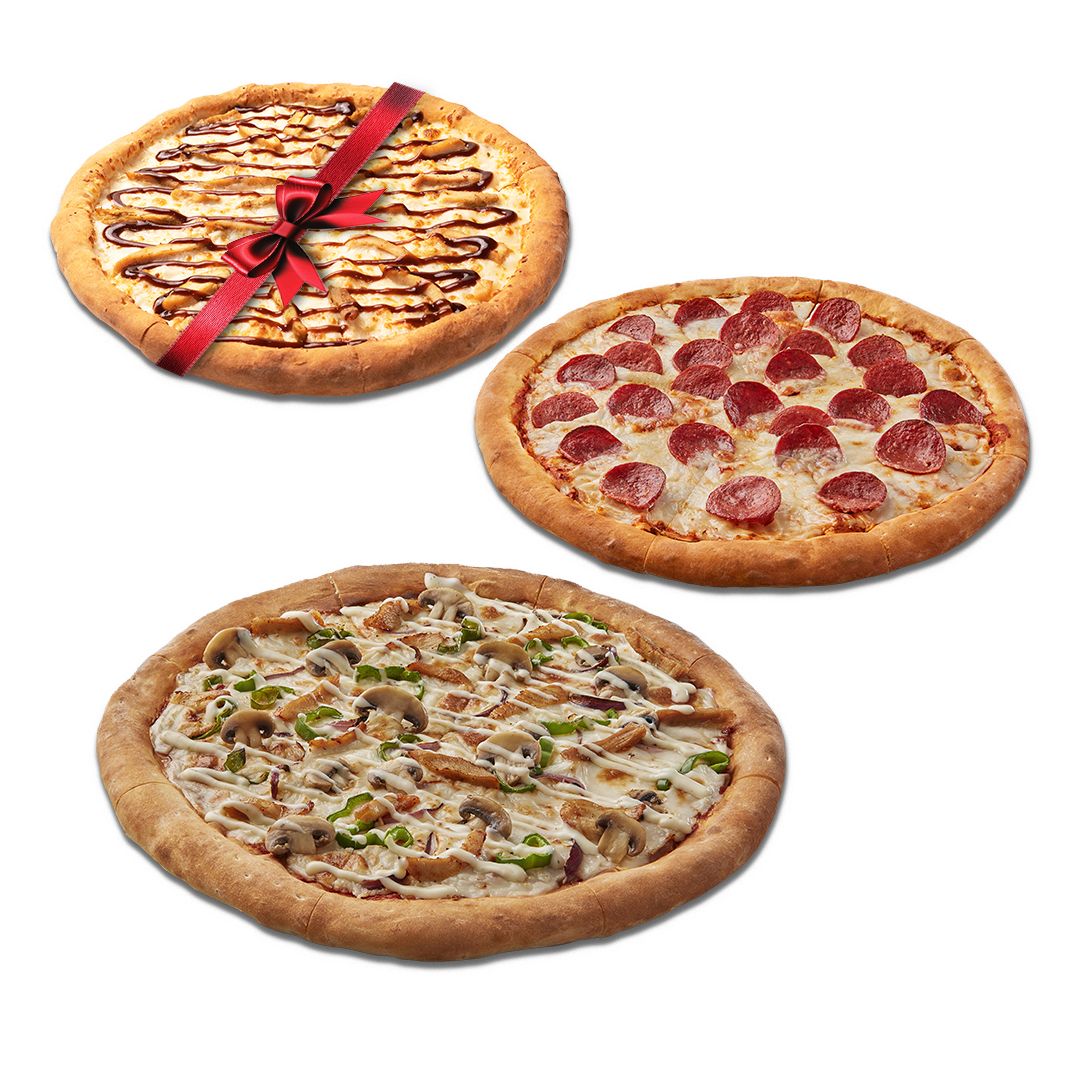 Buy 2 Medium Pizzas, Get 1 For Free