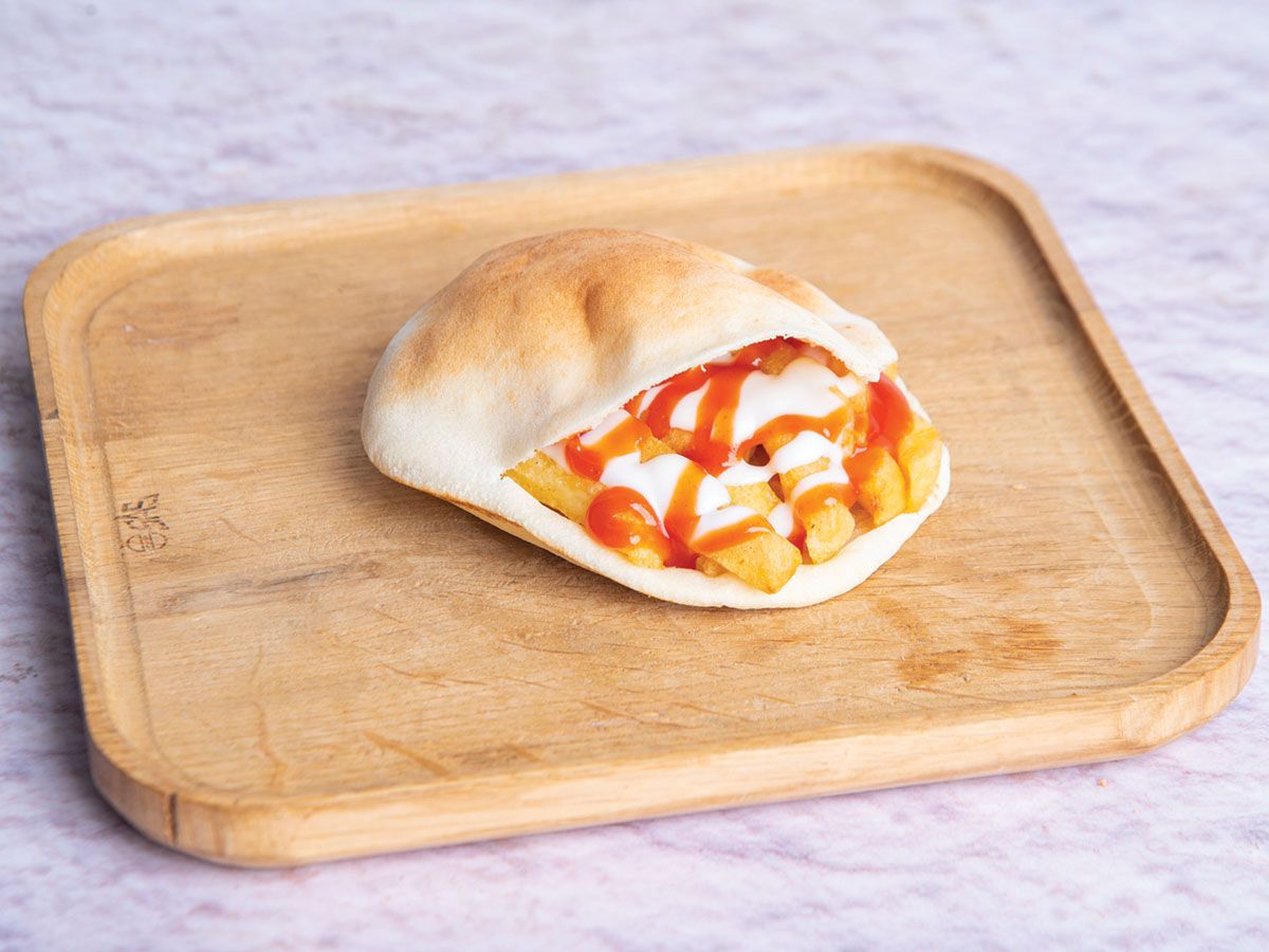 French Fries With Ketchup And Mayonnaise Sandwich