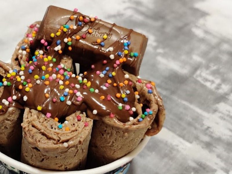 Hazelnut Cadbury ice cream roll