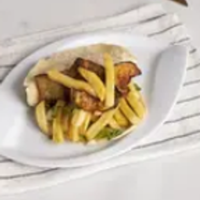 French Fries With Eggplant Sandwich