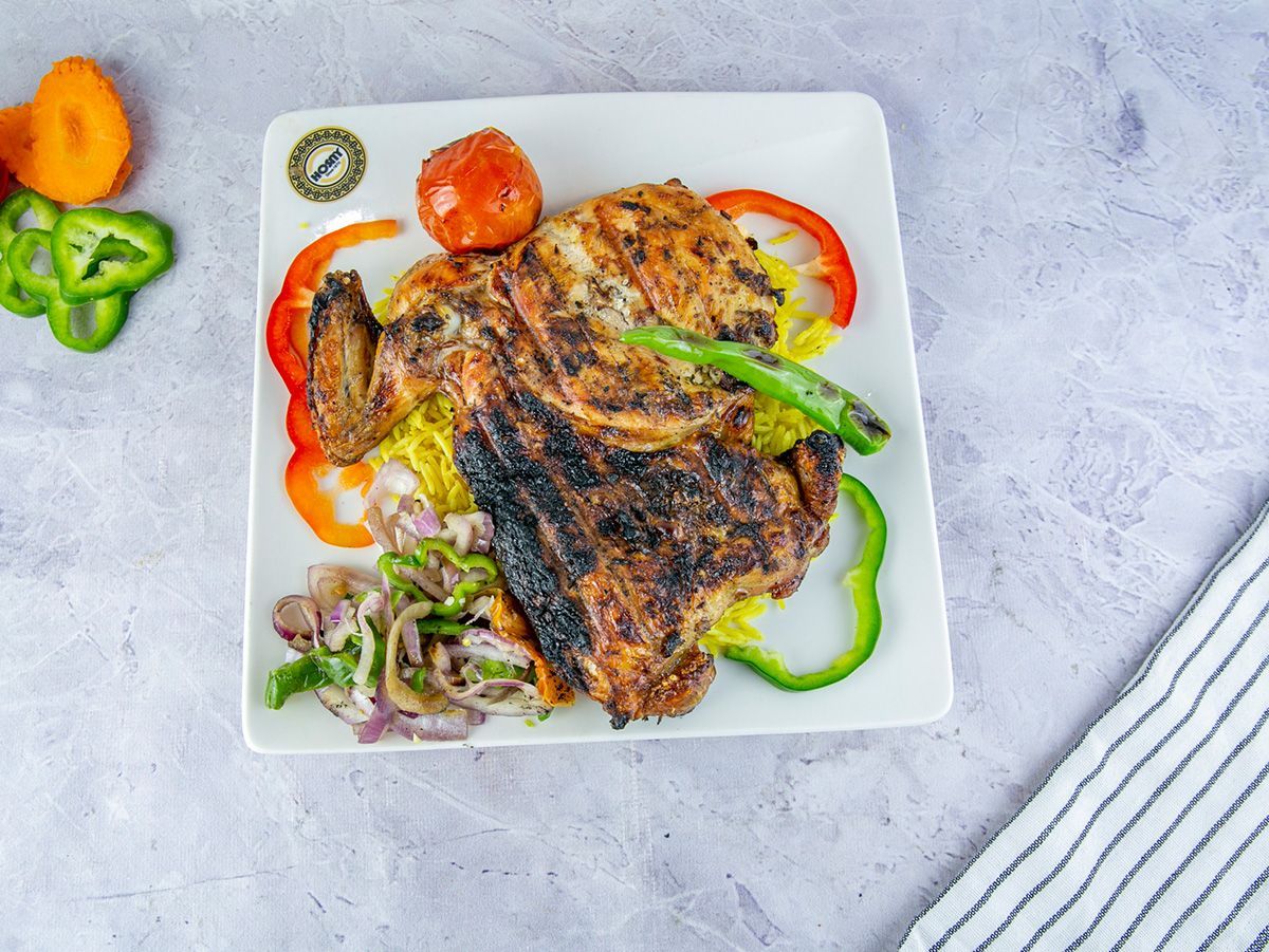 Half grilled chicken