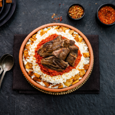 Fatteh with roasted meat
