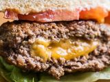 Cheddar Cheese Stuffed Beef Burger Sandwich