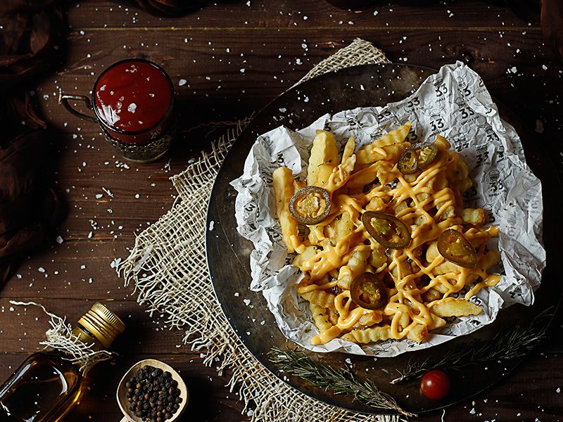 French Fries With Cheddar Cheese and Jalapeno
