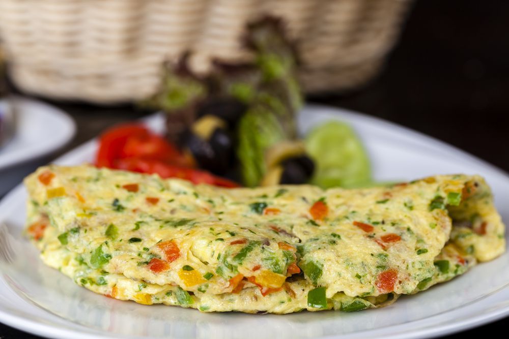 Egg and vegetable omelet piece