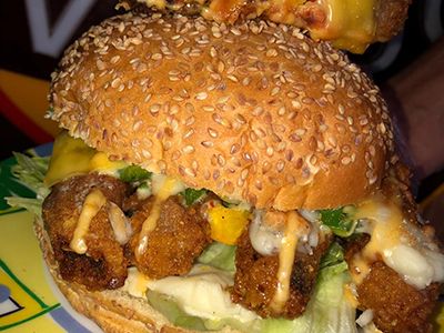 Cheesy Fried Baladi Sausage Sandwich