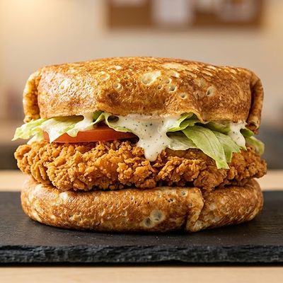 Chicken crepe burger