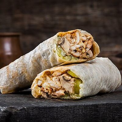 Chicken Shawarma sandwich Mushroom and Mozzarella Saj
